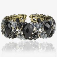 Pulseira com strass cinzento/preto